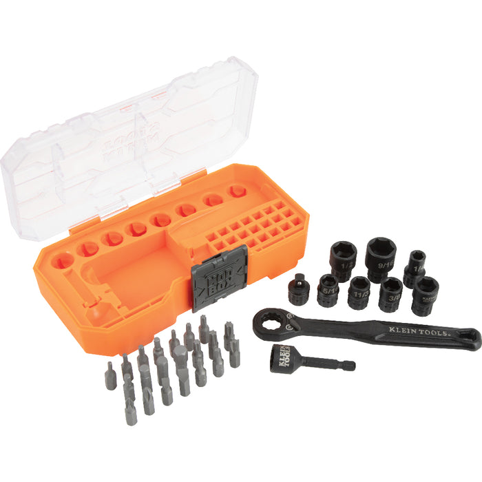Juego de dados resistentes al impacto con salida directa y portadado de 1/4'' KNECT™, 32 piezas