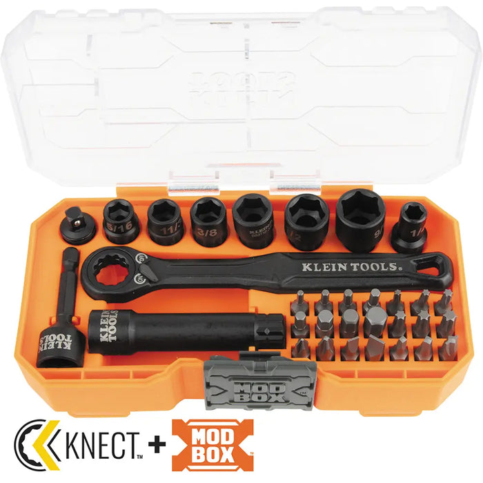 Juego de dados resistentes al impacto con salida directa y portadado de 1/4'' KNECT™, 32 piezas