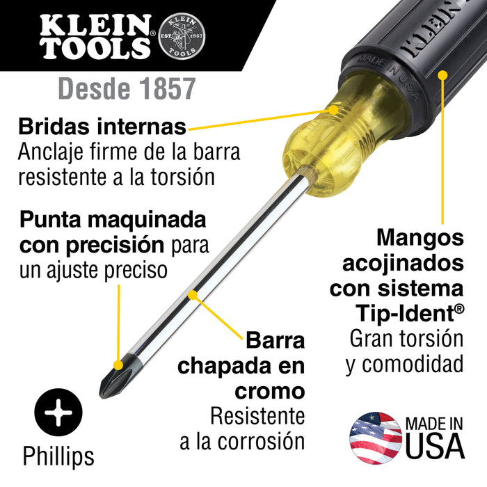 DESARMADOR DE PUNTA PHILLIPS N.º 3 CON BARRA REDONDA DE 15 CM KLEINTOOLS