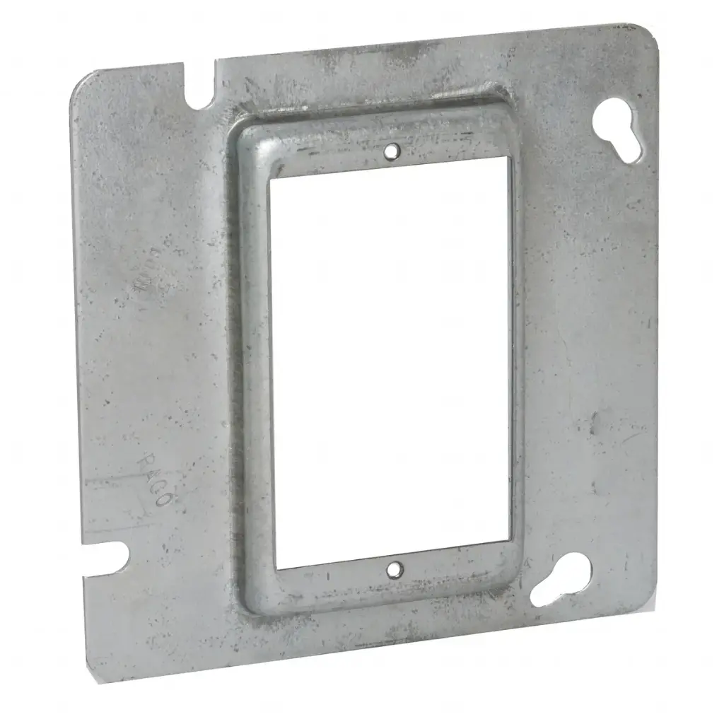 [837] TAPA MARCO GALVANIZADA 4 11/16" (5X5") A 111, 1/2" REALZADA, RACO