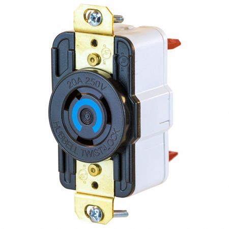 RECEPTÁCULO DE BLOQUE EMPOTRABLE INDUSTRIAL 20A, 250V, 2P-3H, L6-20R, EDGECONNECT (SIN TORNILLOS), WDK