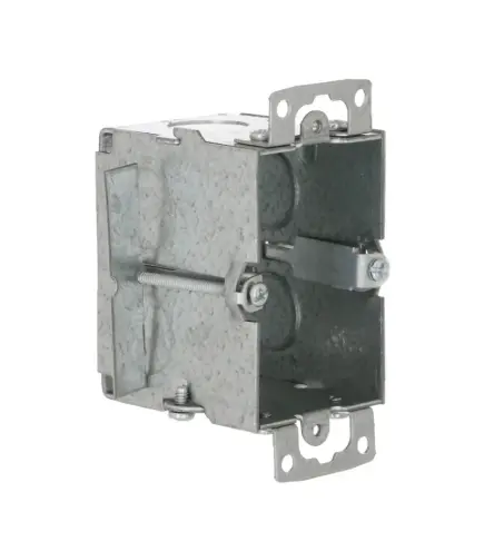 [C24-1/2-3/4CH] CAJA METÁLICA 2X3", 2 1/2" PROF., KO 1/2" PARA TABLAROCA, CON OREJAS, RACO