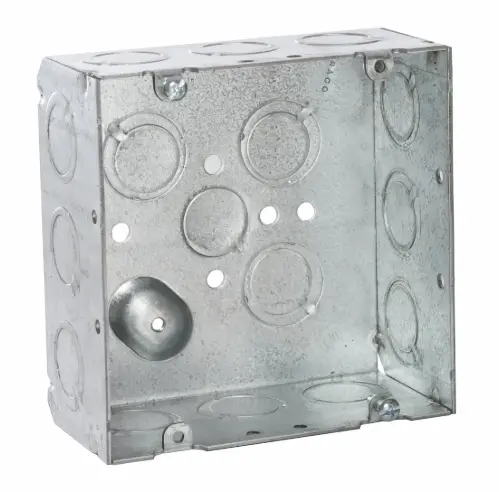 [CA19] CAJA GALVANIZADA 4 11/16" (5X5"), 2 1/8" PROF, KO 1/2" Y 1/2"-3/4", TIERRA ELEVADA, RACO