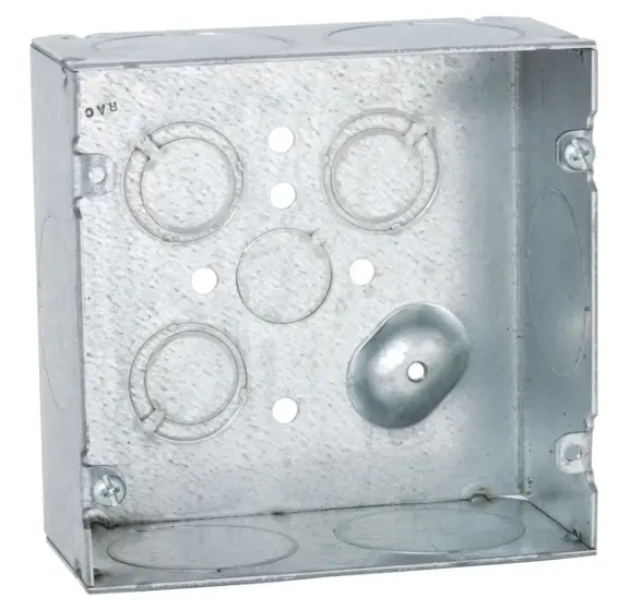 CAJA GALVANIZADA 4 11/16" (5X5"), 2 1/8" PROF, KO 1/2", 1 1/4" Y 1/2-3/4", TIERRA ELEVADA, RACO