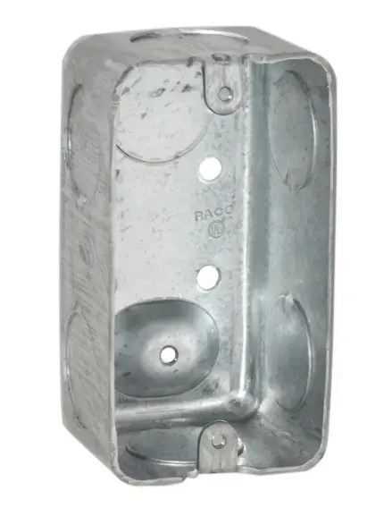 CAJA GALVANIZADA 2X4", 1 7/8" PROF, KO 3/4" TIERRA ELEVADA, RACO