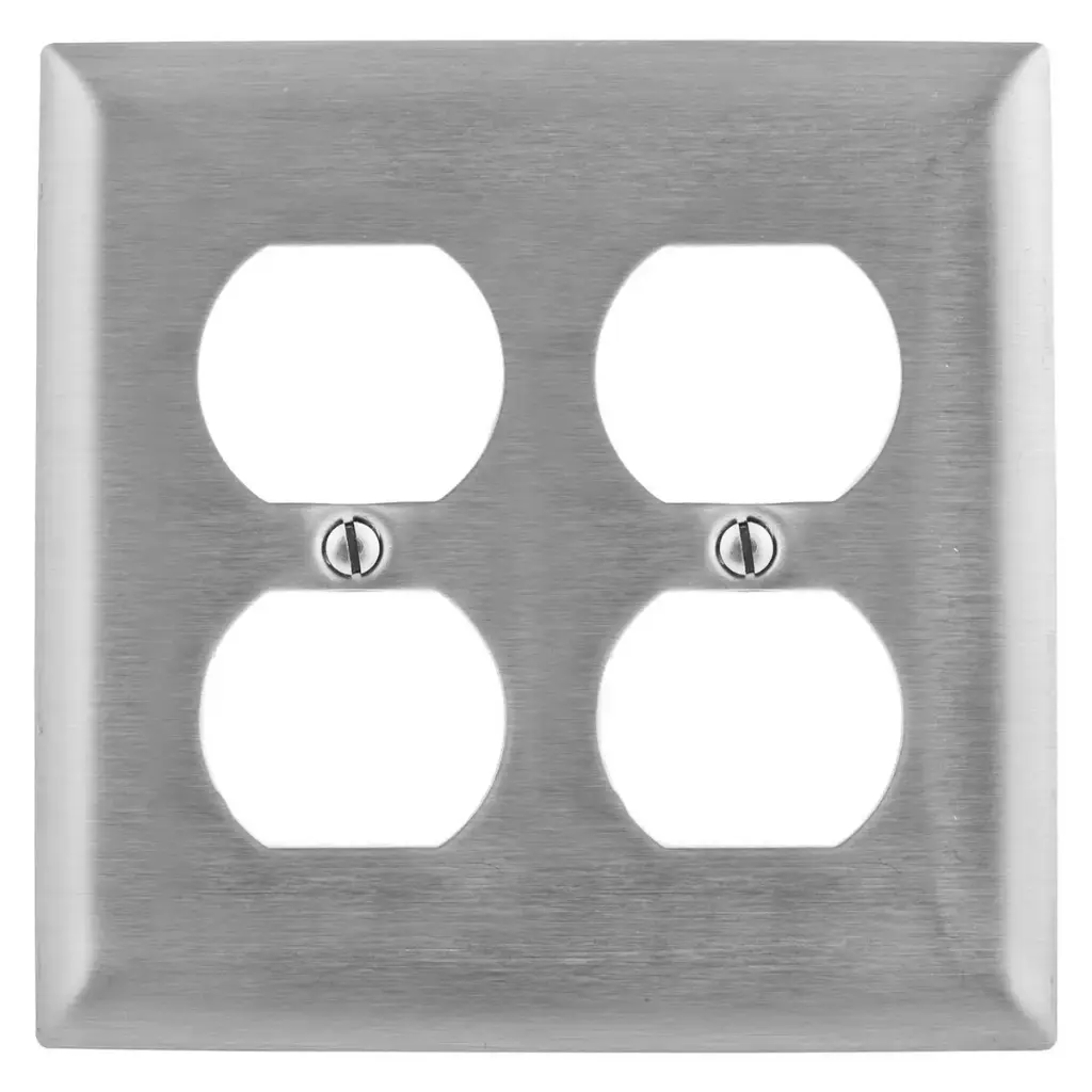 [TX442D] TAPA ACERO INOXIDABLE 4X4" PARA 2 TOMACORRIENTES DOBLES, WDK