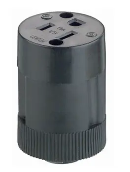 [114] TOMACORRIENTE COLGANTE 15A, 125V, 2P-3H, 5-15R, NEGRA, LEVITON