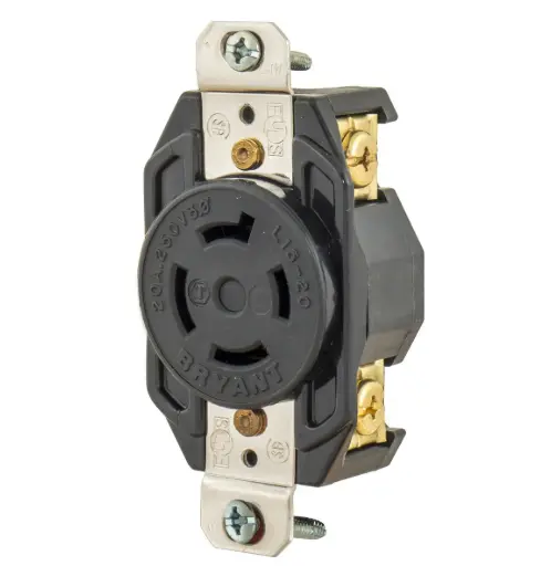 [71520FR] RECEPTÁCULO DE BLOQUEO EMPOTRABLE INDUSTRIAL L15-20R, 20A 250V TRIFÁSICO DELTA, BRYANT