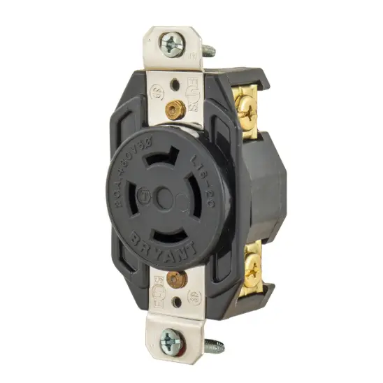 [71620FR] RECEPTÁCULO DE BLOQUEO INDUSTRIAL EMPOTRABLE L16-20R, 20A 480V TRIFÁSICO DELTA, BRYANT