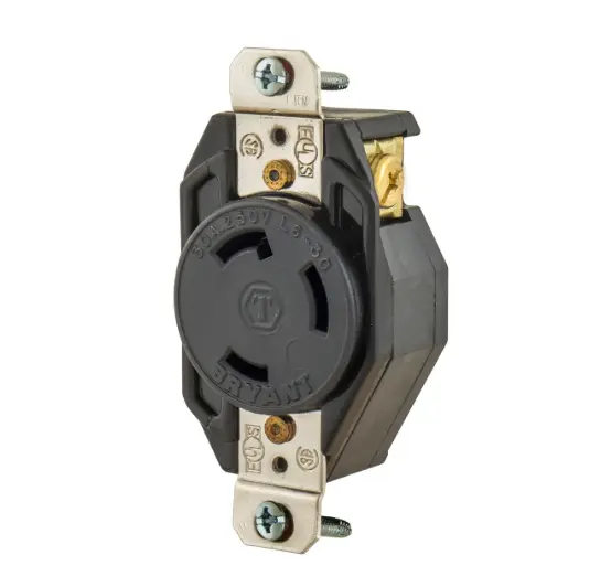 [70630FR] RECEPTÁCULO DE BLOQUEO EMPOTRABLE INDUSTRIAL L6-30R, 30A 250V, BRYANT 