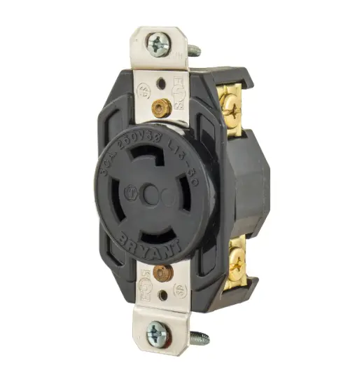 [71530FR] RECEPTÁCULO DE BLOQUEO EMPOTRABLE INDUSTRIAL L15-30R, 30A 250V TRIFÁSICO DELTA, BRYANT 