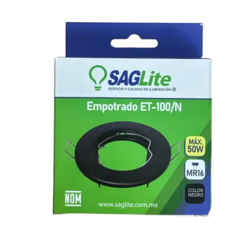 [S00336] SPOT EMPOTRADO FIJO ET100, SIN FOCO, SAGLITE (NEGRO)