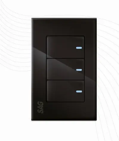 [S00955] APAGADOR TRIPLE/ESCALERA CON TAPA, SAGELECTRIC (NEGRO)