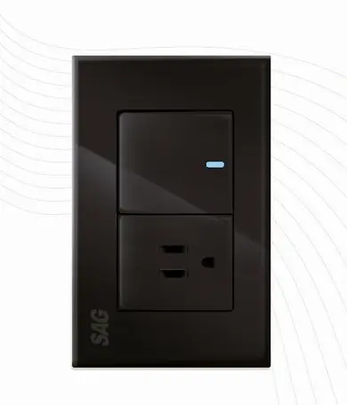 [S00958] APAGADOR Y CONTACTO SENCILLO CON TAPA, SAGELECTRIC (NEGRO)
