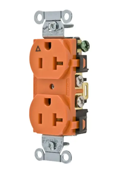 [IG20CR] TOMACORRIENTE DOBLE 20A, 125V, 2P-3H, 5-20R, CONEXIÓN A TIERRA, ANTICORROSIVO, NARANJA, WDK