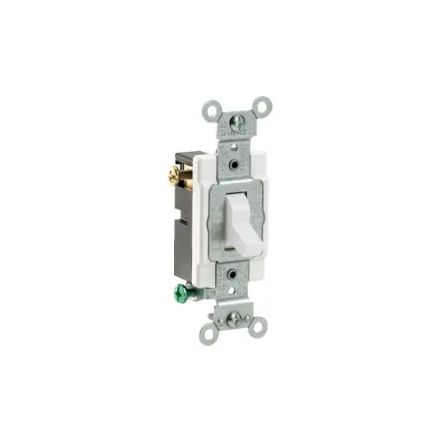 [CS315-2W] APAGADOR DE PALANCA 15A, 120-277V, 3 VÍAS, CONEXIÓN A TIERRA, LEVITON (BLANCO)