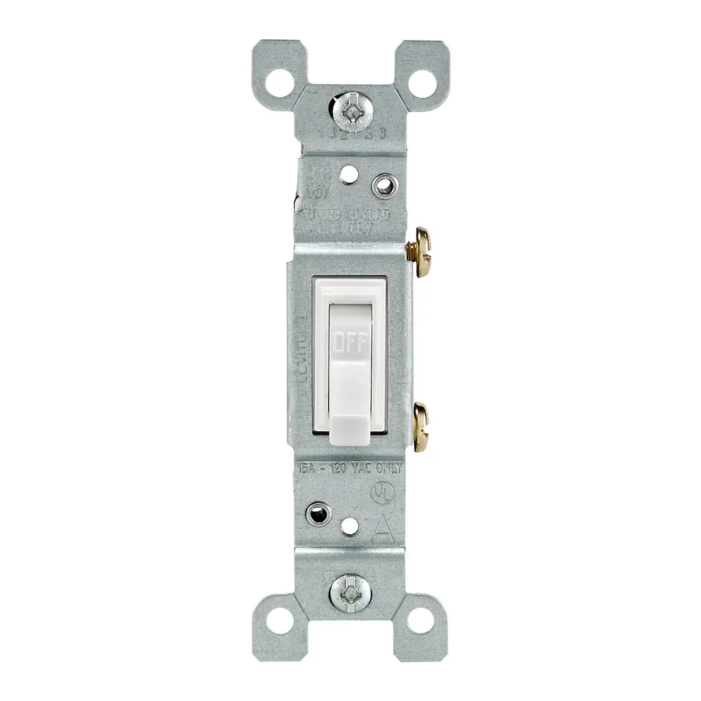 [1451-WCP] APAGADOR SENCILLO DE PALANCA 15A, 120V, SIN CONEXIÓN A TIERRA, LEVITON (BLANCO)