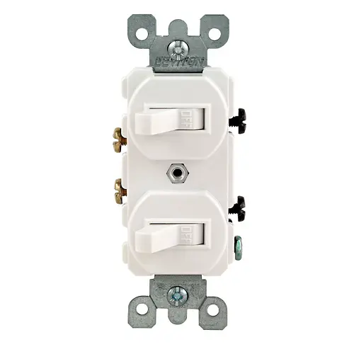 [5224-2W] APAGADOR DOBLE 15A, 120-277V, CONEXIÓN A TIERRA, LEVITON (BLANCO)