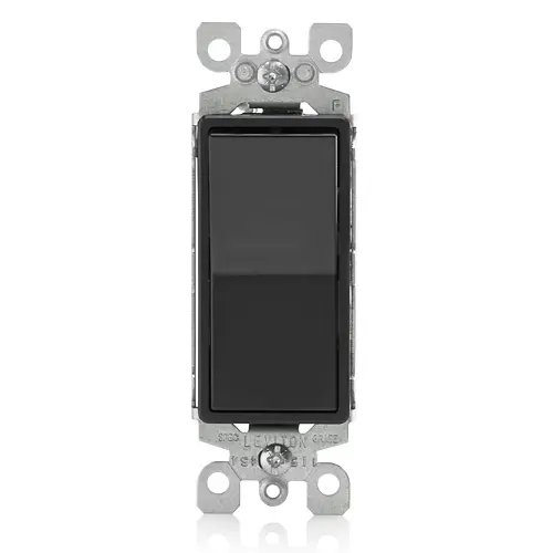 [5603-2E] APAGADOR SENCILLO DECORA 15A, 120-277V, 3 VÍAS, CONEXIÓN A TIERRA, LEVITON (NEGRO)