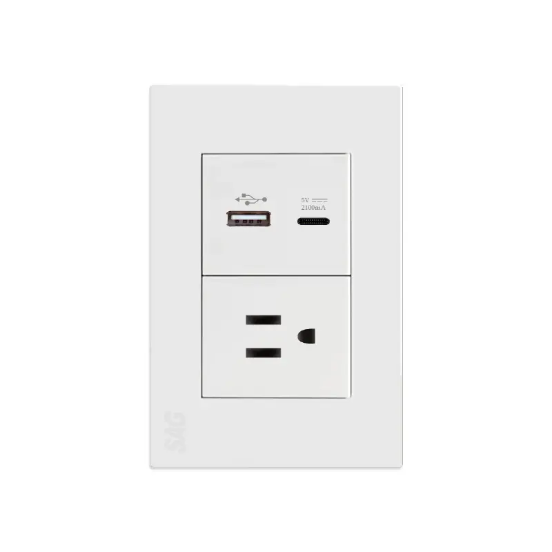 [S00989] CONTACTO SENCILLO CON CARGA USB Y TIPO C CON TAPA, SAGELECTRIC (NEGRO)