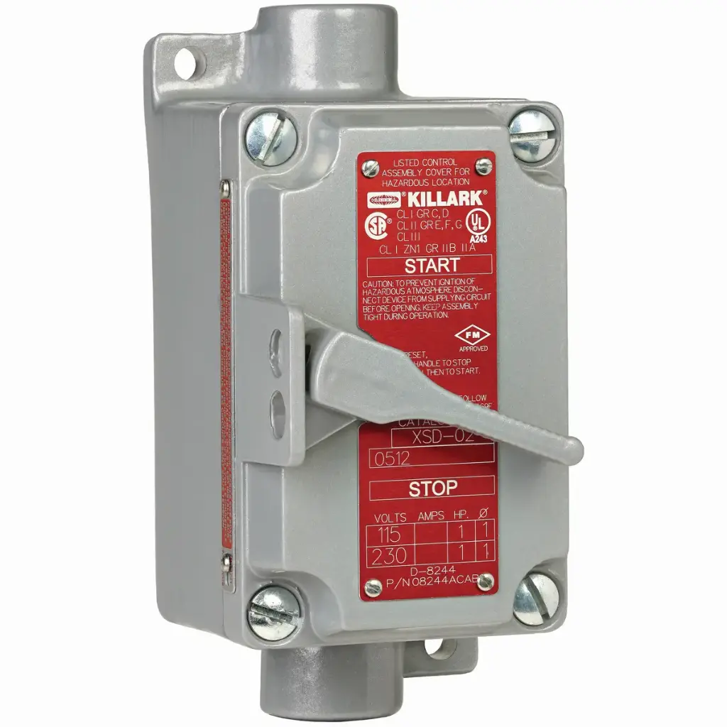 [XS-52D] INTERRUPTOR DE PALANCA CON CAJA PARA ÁREAS PELIGROSAS DE 2 SALIDAS 3/4", 30A, 2 POLOS, ALUMINIO, SERIE XS, KILLARK