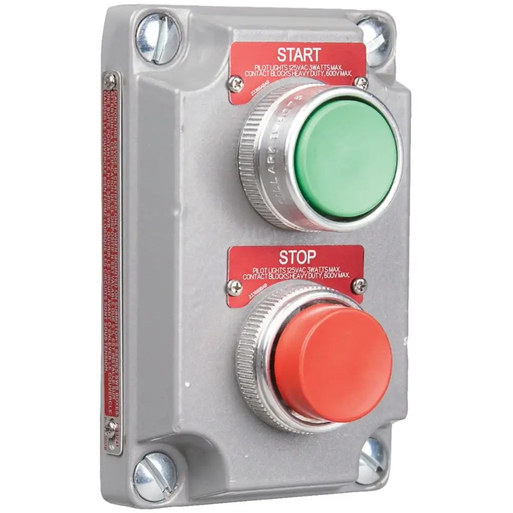 TAPA CON DOBLE PULSADOR VERDE START/ROJO STOP PARA ÁREAS PELIGROSAS, 1NO/1NC, 2 POLOS, ALUMINIO, SERIE XCS, KILLARK